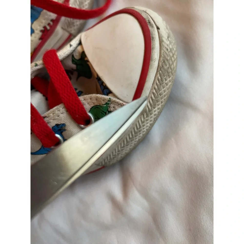 Converse Youth Dinosaur Print Playful High Top Sneakers Retro White Red